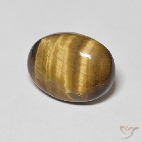 Œil de tigre Marron jaunâtre naturelle ovale, 8.10 ct, Opaque