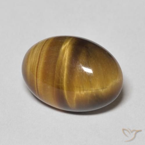 Œil de tigre Marron jaunâtre naturelle ovale, 6.02 ct, Opaque