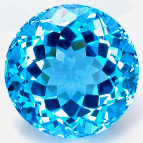 Topaze bleue naturelle coupe roude, 35,67 ct, VVS