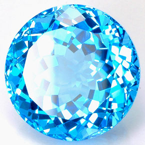 Topaze bleue naturelle coupe roude, 35,67 ct, VVS