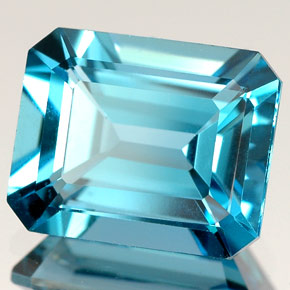 Topaze bleue naturelle taille émeraude, 5,23 ct, VS