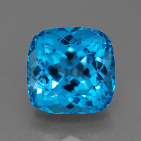 Topaze bleue naturelle coupe coussin, 6,62 ct, VS