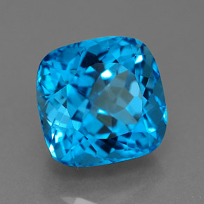 Topaze bleue naturelle coupe coussin, 6,62 ct, VS