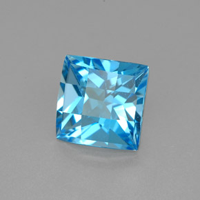 Topaze bleue naturelle carré, 3,20 ct, VVS-VS