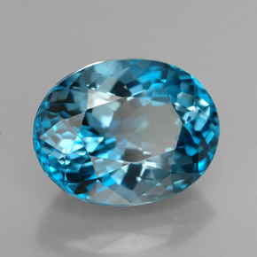 Topaze bleue naturelle coupe ovale, 3,13 ct, VVS