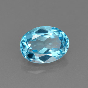 Topaze bleue naturelle coupe ovale, 1,84 ct, VVS-VS