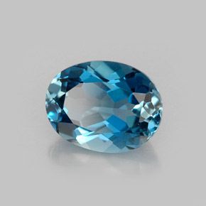 Topaze bleue naturelle coupe ovale, 1,61 ct, VVS