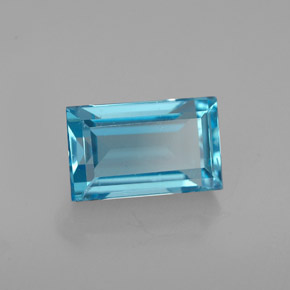 Topaze bleue naturelle baguette, 2,47 ct, VS