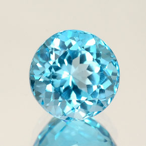 Topaze bleue naturelle coupe roude, 2,73 ct, IF