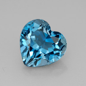 Topaze bleue naturelle forme de coeur, 4,23 ct, VVS