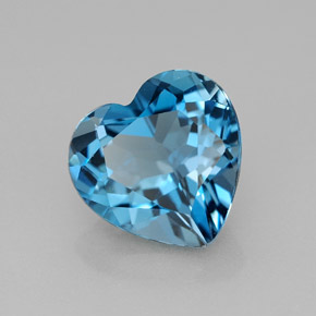 Topaze bleue naturelle forme de coeur, 4,23 ct, VVS
