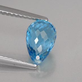 Topaze bleue naturelle briolette, 2,25 ct, VVS