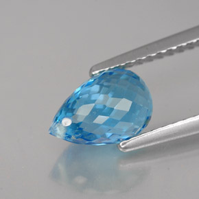 Topaze bleue naturelle briolette, 2,25 ct, VVS