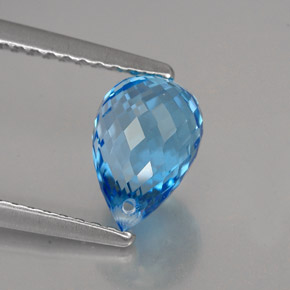 Topaze bleue naturelle briolette, 2,10 ct, VVS