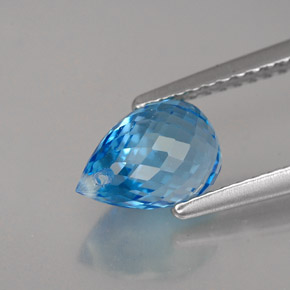 Topaze bleue naturelle briolette, 2,10 ct, VVS