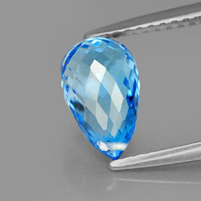 Topaze bleue naturelle briolette, 2,33 ct, VVS