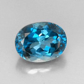 Topaze bleue naturelle coupe ovale, 7,16 ct, VVS