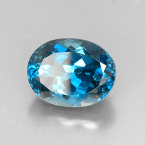 Topaze bleue naturelle coupe ovale, 7,16 ct, VVS