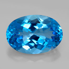 Topaze bleue naturelle coupe ovale, 12,38 ct, VVS