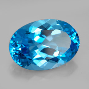 Topaze bleue naturelle coupe ovale, 12,38 ct, VVS