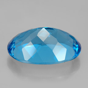 Topaze bleue naturelle coupe ovale, 12,38 ct, VVS
