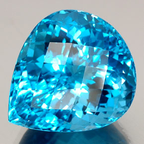 Topaze bleue naturelle en forme de poire, 34,57 ct, IF