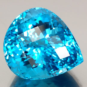 Topaze bleue naturelle en forme de poire, 34,57 ct, IF