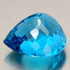 Topaze bleue naturelle en forme de poire, 34,57 ct, IF