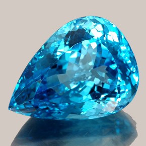 Topaze bleue naturelle en forme de poire, 36,61 ct, IF