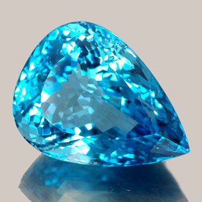 Topaze bleue naturelle en forme de poire, 36,61 ct, IF