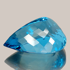 Topaze bleue naturelle en forme de poire, 36,61 ct, IF