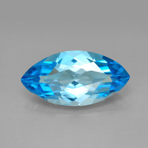 Topaze bleue naturelle marquise, 6,54 ct, VVS