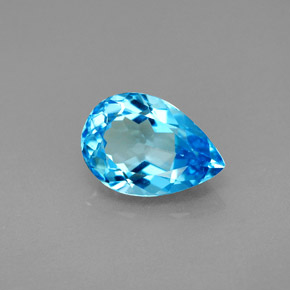 Topaze bleue naturelle en forme de poire, 2,13 ct, VVS