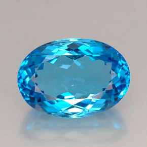 Topaze bleue naturelle coupe ovale, 25,42 ct, IF