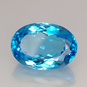 Topaze bleue naturelle coupe ovale, 25,42 ct, IF