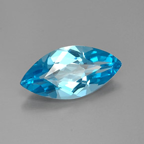 Topaze bleue naturelle marquise, 5,78 ct, VVS