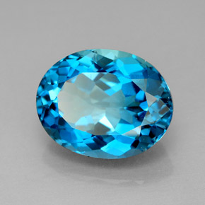 Topaze bleue naturelle coupe ovale, 7,73 ct, VVS