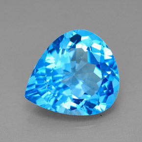 Topaze bleue naturelle en forme de poire, 7,72 ct, VVS