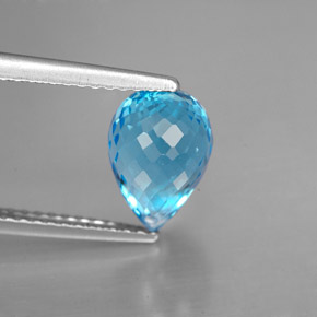 Topaze bleue naturelle briolette, 3,18 ct, VVS