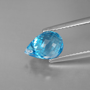 Topaze bleue naturelle briolette, 3,18 ct, VVS