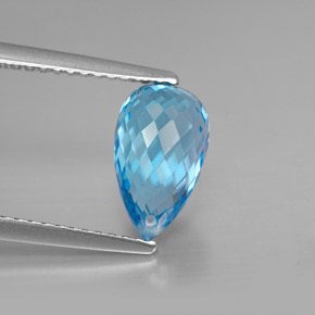 Topaze bleue naturelle briolette, 2,91 ct, VVS