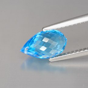 Topaze bleue naturelle briolette, 2,51 ct, VVS