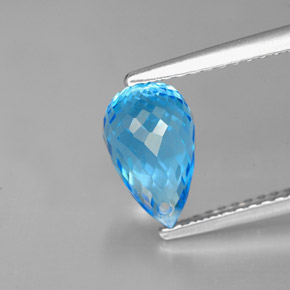 Topaze bleue naturelle briolette, 2,43 ct, VVS