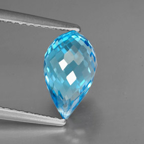 Topaze bleue naturelle briolette, 2,75 ct, VVS