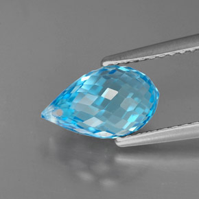 Topaze bleue naturelle briolette, 2,75 ct, VVS