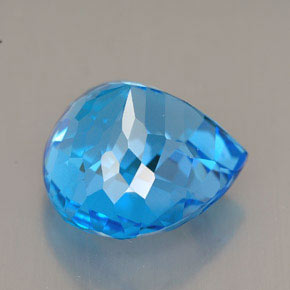 Topaze bleue naturelle en forme de poire, 12,38 ct, VVS