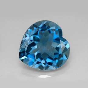 Topaze bleue naturelle forme de coeur, 12,92 ct, VVS