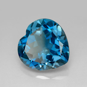 Topaze bleue naturelle forme de coeur, 12,92 ct, VVS