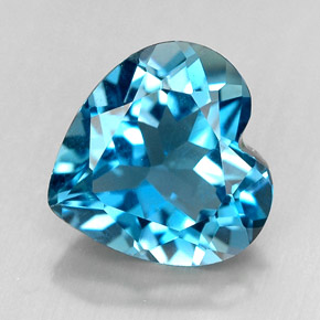 Topaze bleue naturelle forme de coeur, 4,14 ct, IF