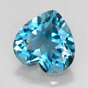 Topaze bleue naturelle forme de coeur, 4,14 ct, IF